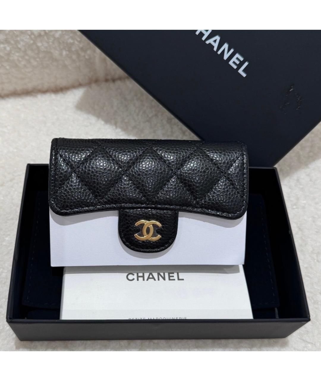 CHANEL Черный кожаный кошелек, фото 2