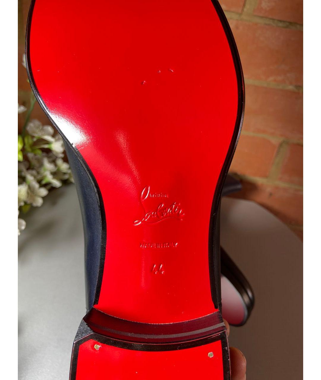 CHRISTIAN LOUBOUTIN Темно-синие кожаные высокие ботинки, фото 7