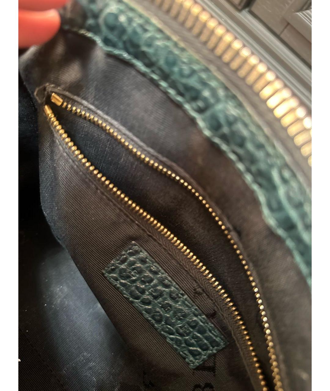 BURBERRY Зеленая кожаная сумка тоут, фото 4