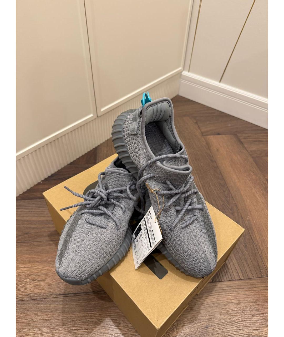 ADIDAS YEEZY Антрацитовые текстильные низкие кроссовки / кеды, фото 2