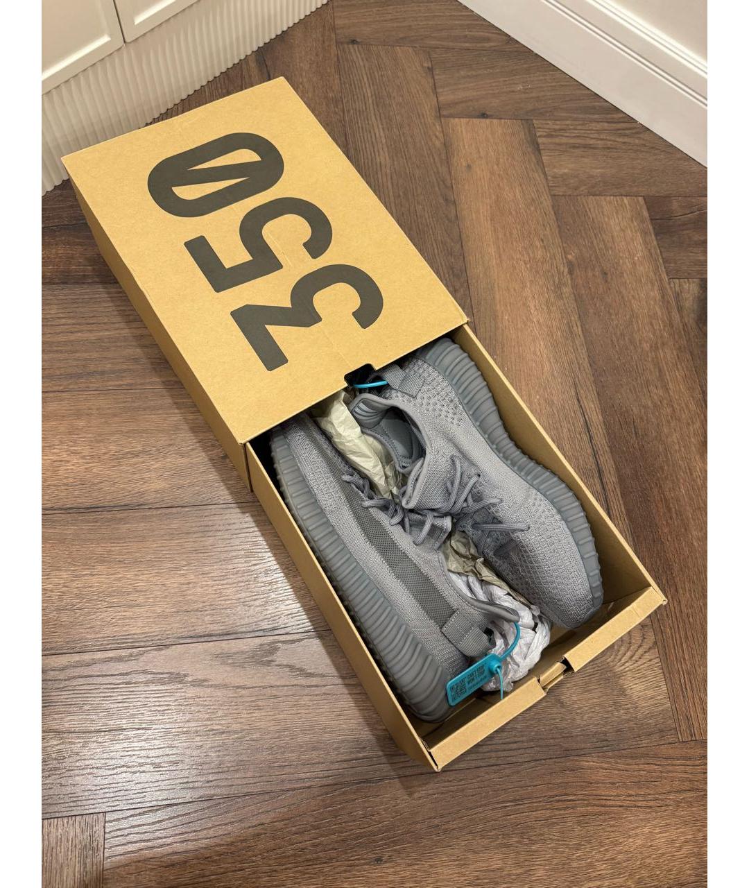 ADIDAS YEEZY Антрацитовые текстильные низкие кроссовки / кеды, фото 4