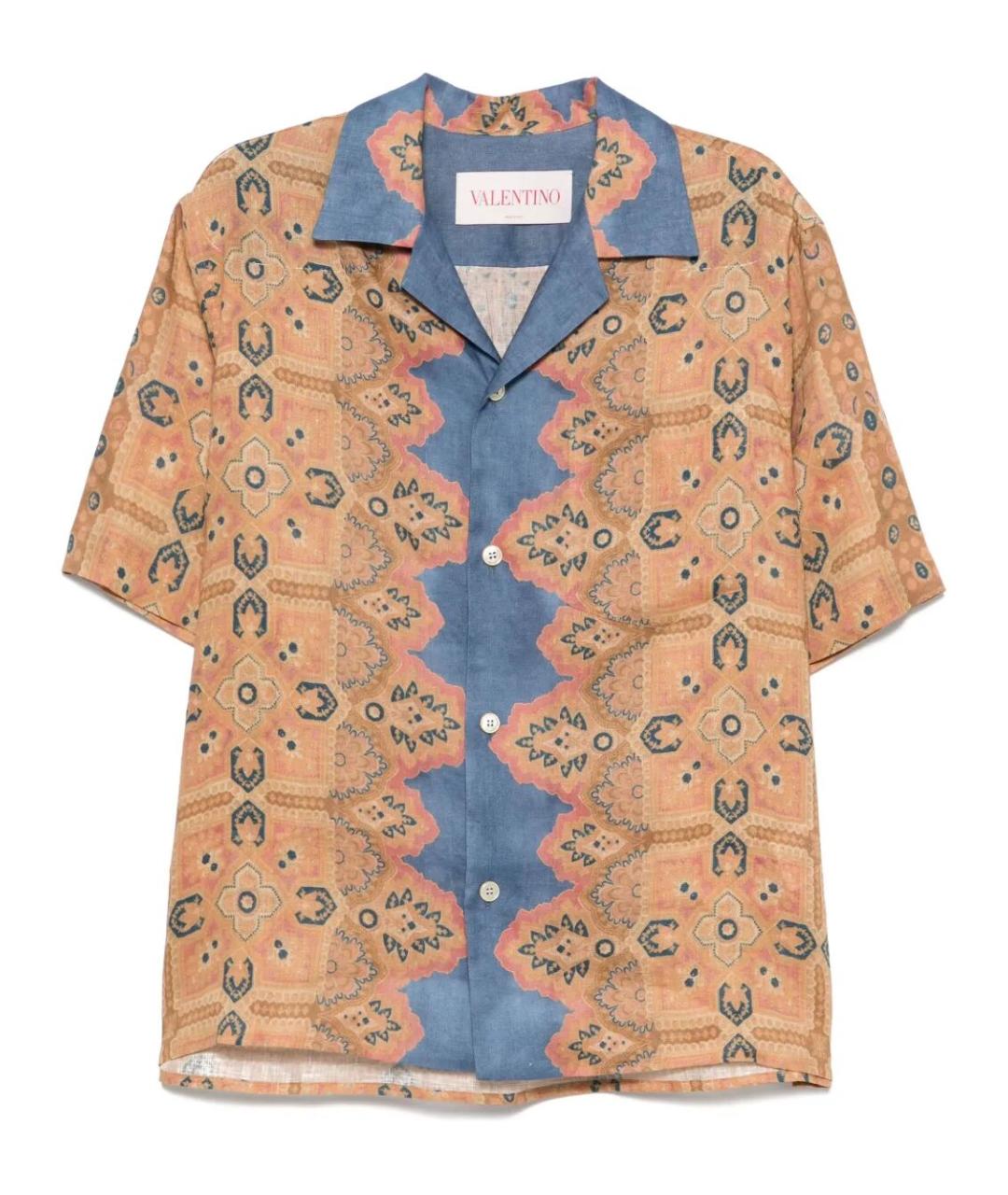 VALENTINO Мульти льняная кэжуал рубашка, фото 1