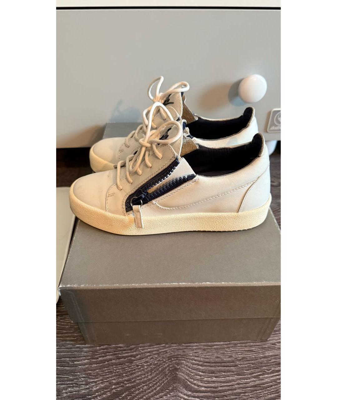 GIUSEPPE ZANOTTI DESIGN Темно-синие кожаные кеды, фото 5