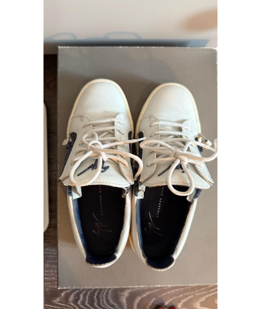 GIUSEPPE ZANOTTI DESIGN Темно-синие кожаные кеды, фото 3