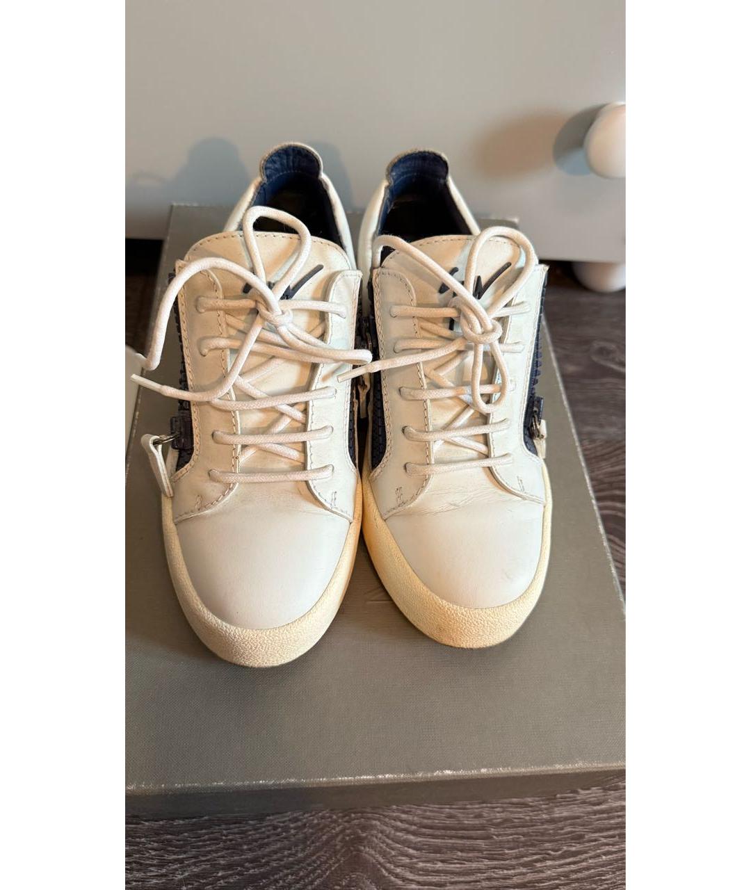 GIUSEPPE ZANOTTI DESIGN Темно-синие кожаные кеды, фото 2