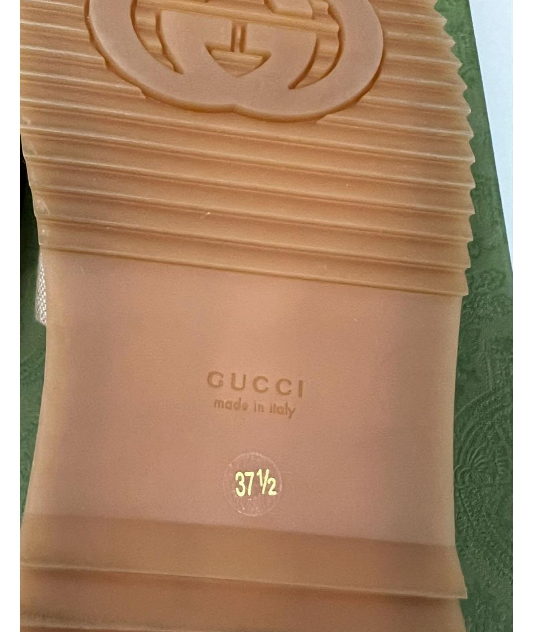 GUCCI Розовые текстильные шлепанцы, фото 6