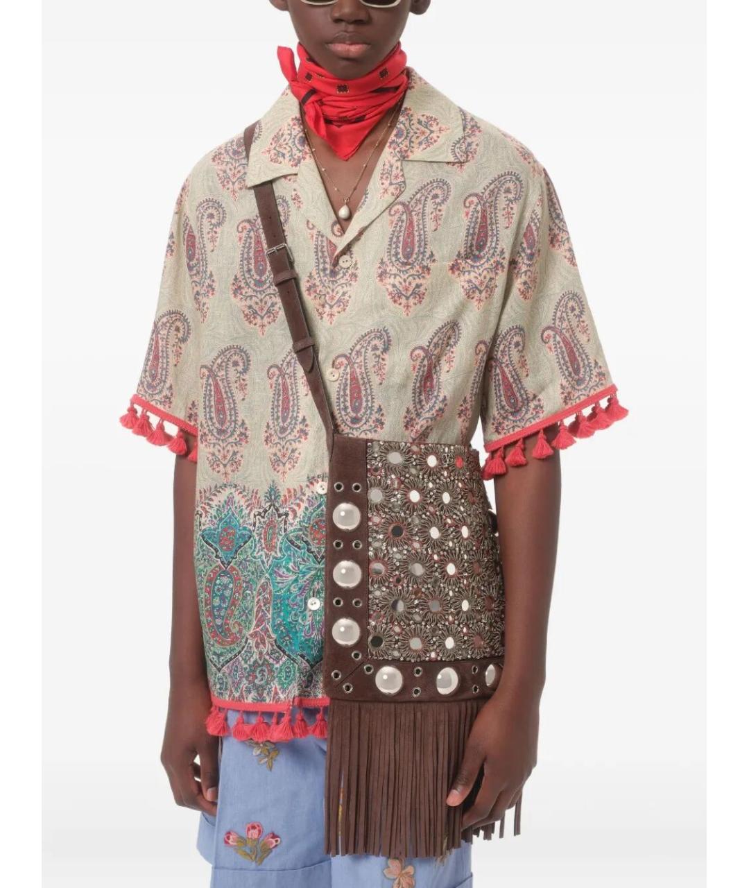 VALENTINO Бежевая льняная кэжуал рубашка, фото 7