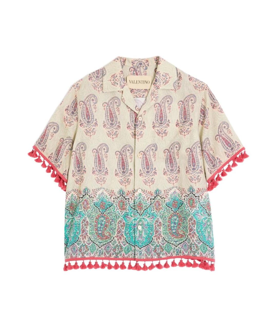 VALENTINO Бежевая льняная кэжуал рубашка, фото 1