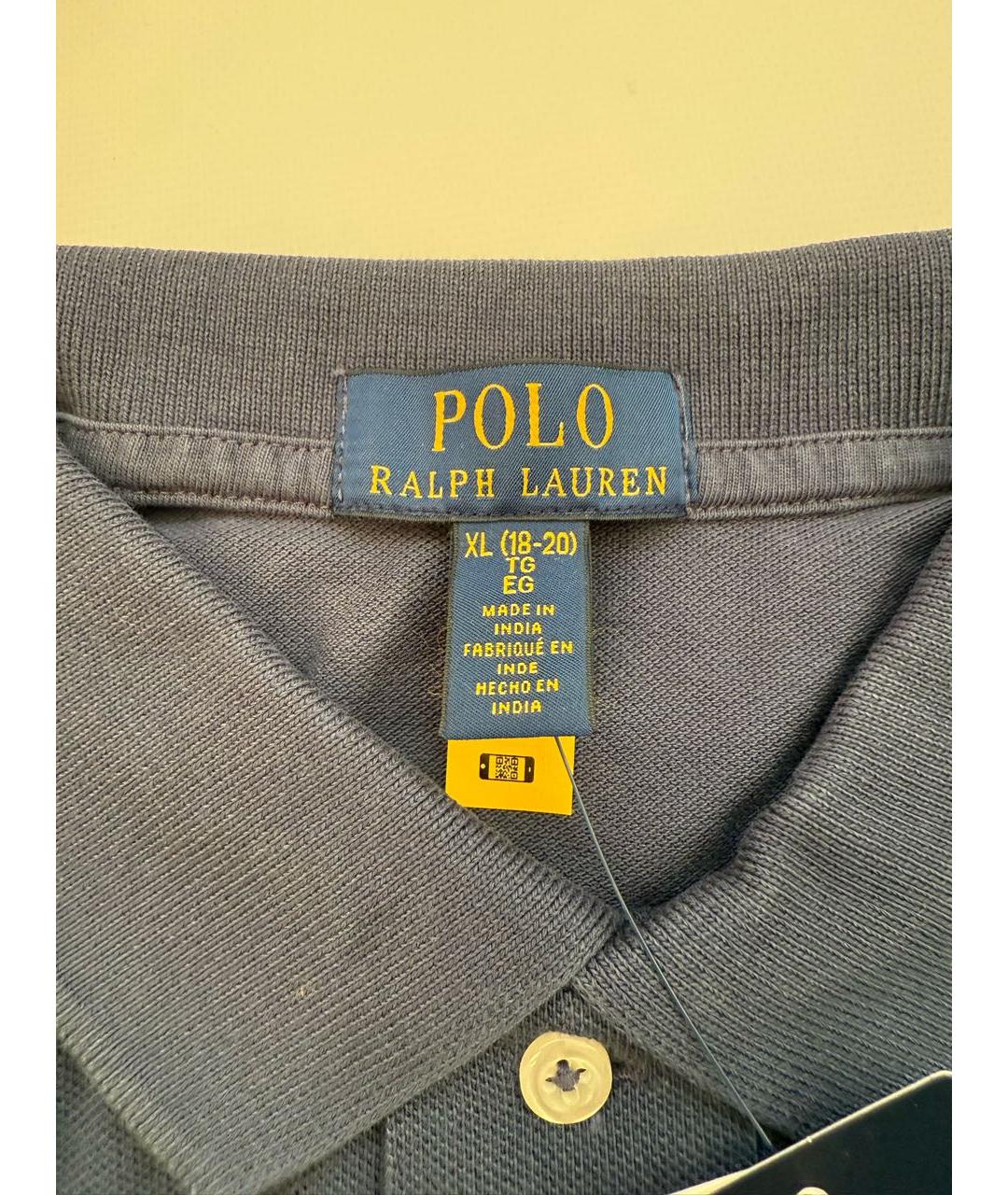 POLO RALPH LAUREN Темно-синяя хлопко-эластановая футболка, фото 4