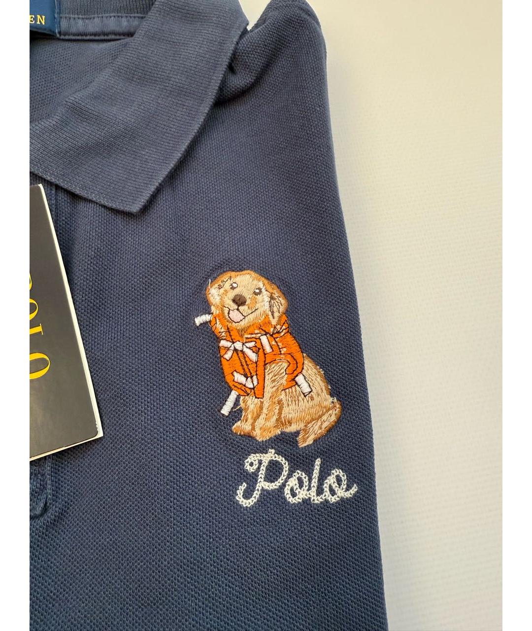 POLO RALPH LAUREN Темно-синяя хлопко-эластановая футболка, фото 3
