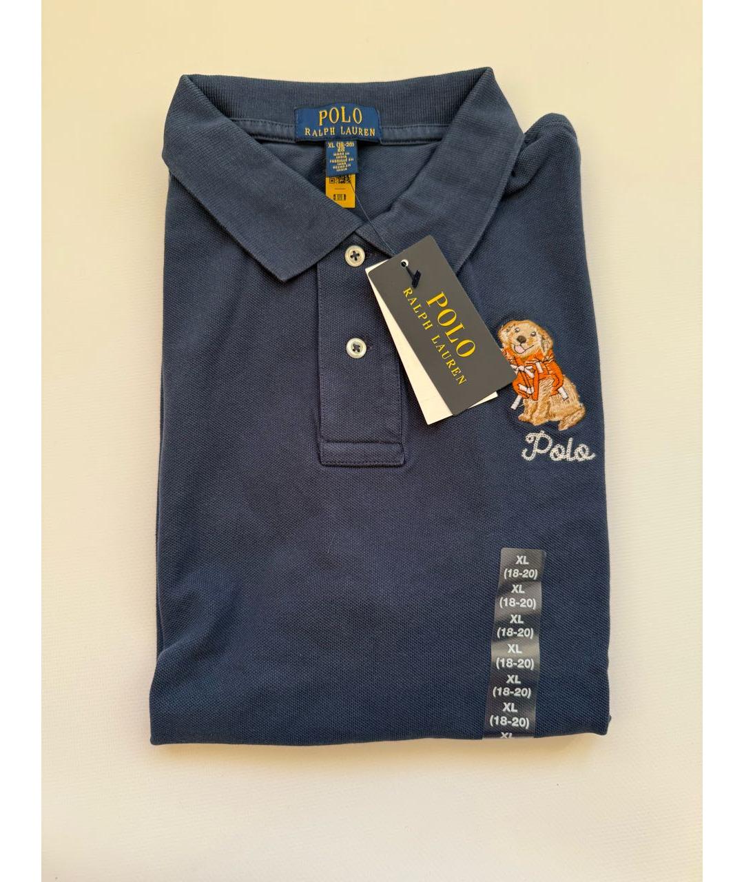 POLO RALPH LAUREN Темно-синяя хлопко-эластановая футболка, фото 2