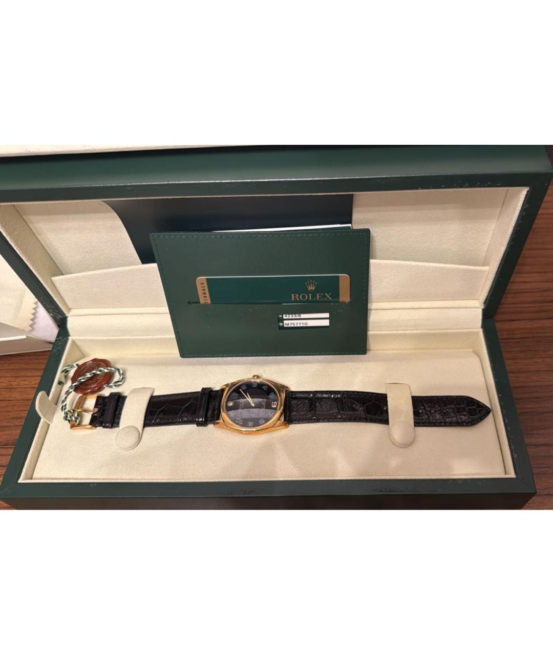 ROLEX Черные часы из желтого золота, фото 4