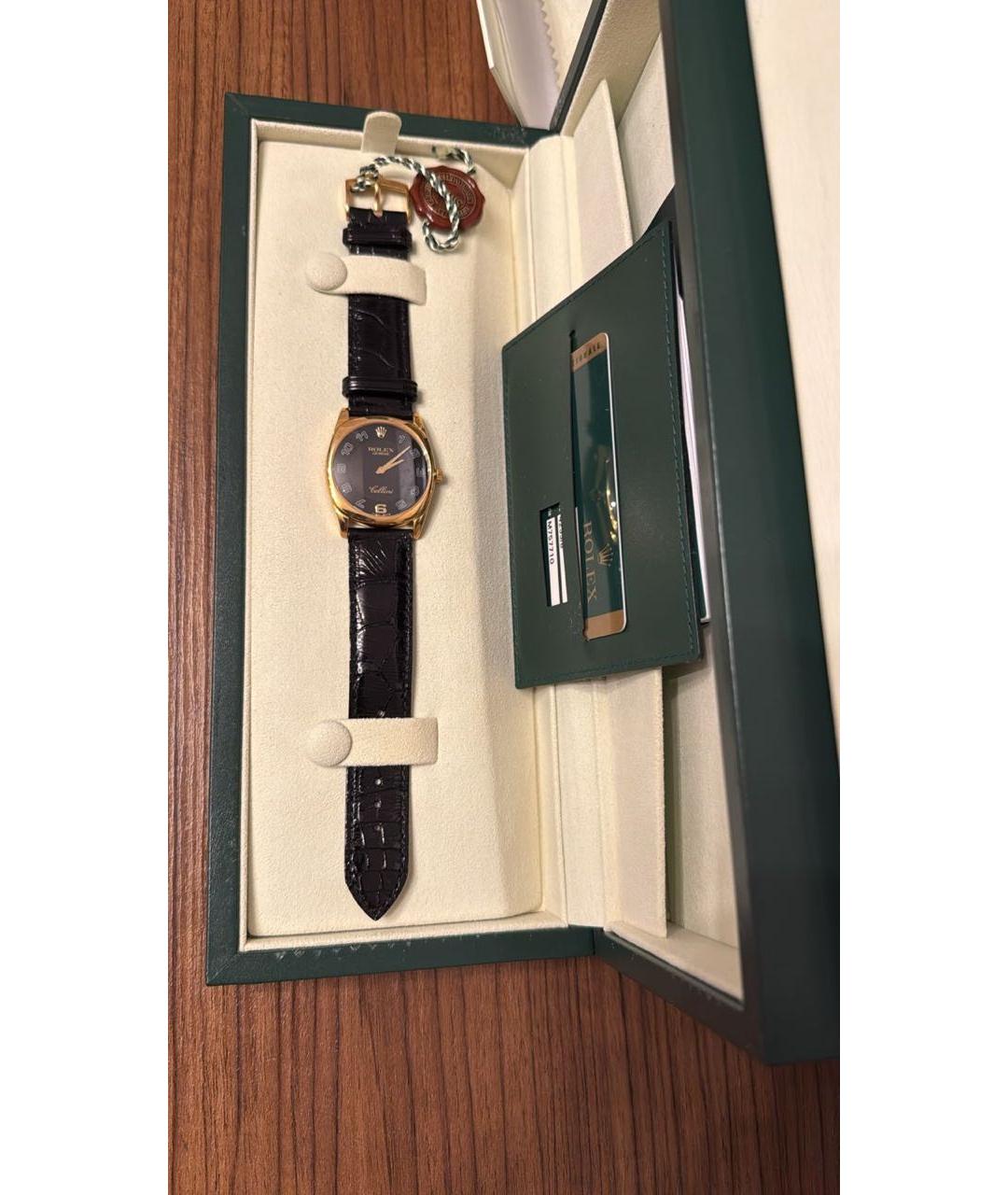 ROLEX Черные часы из желтого золота, фото 2
