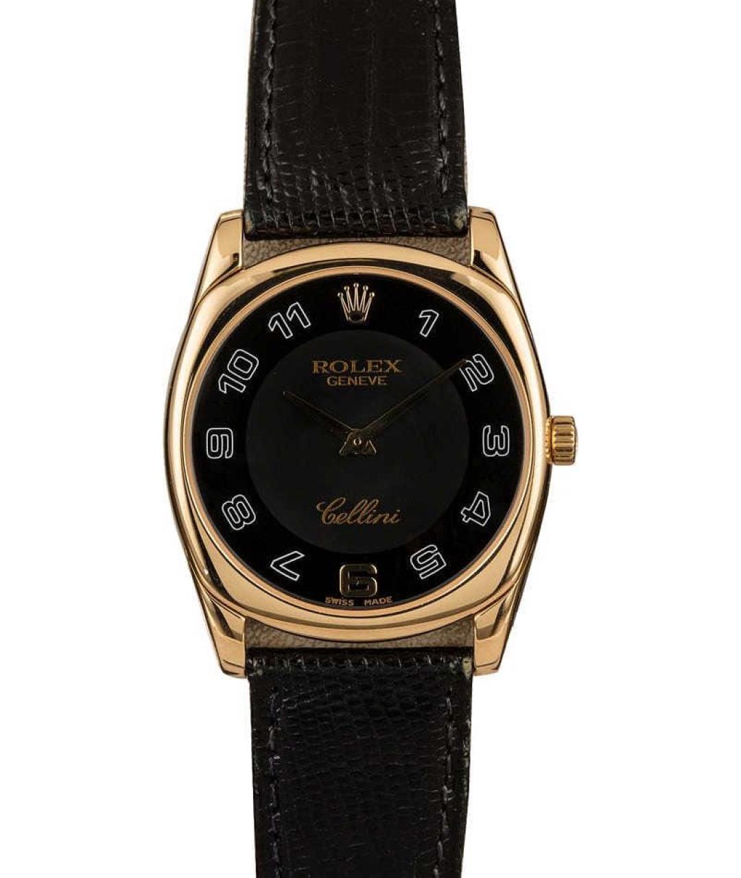 ROLEX Черные часы из желтого золота, фото 1