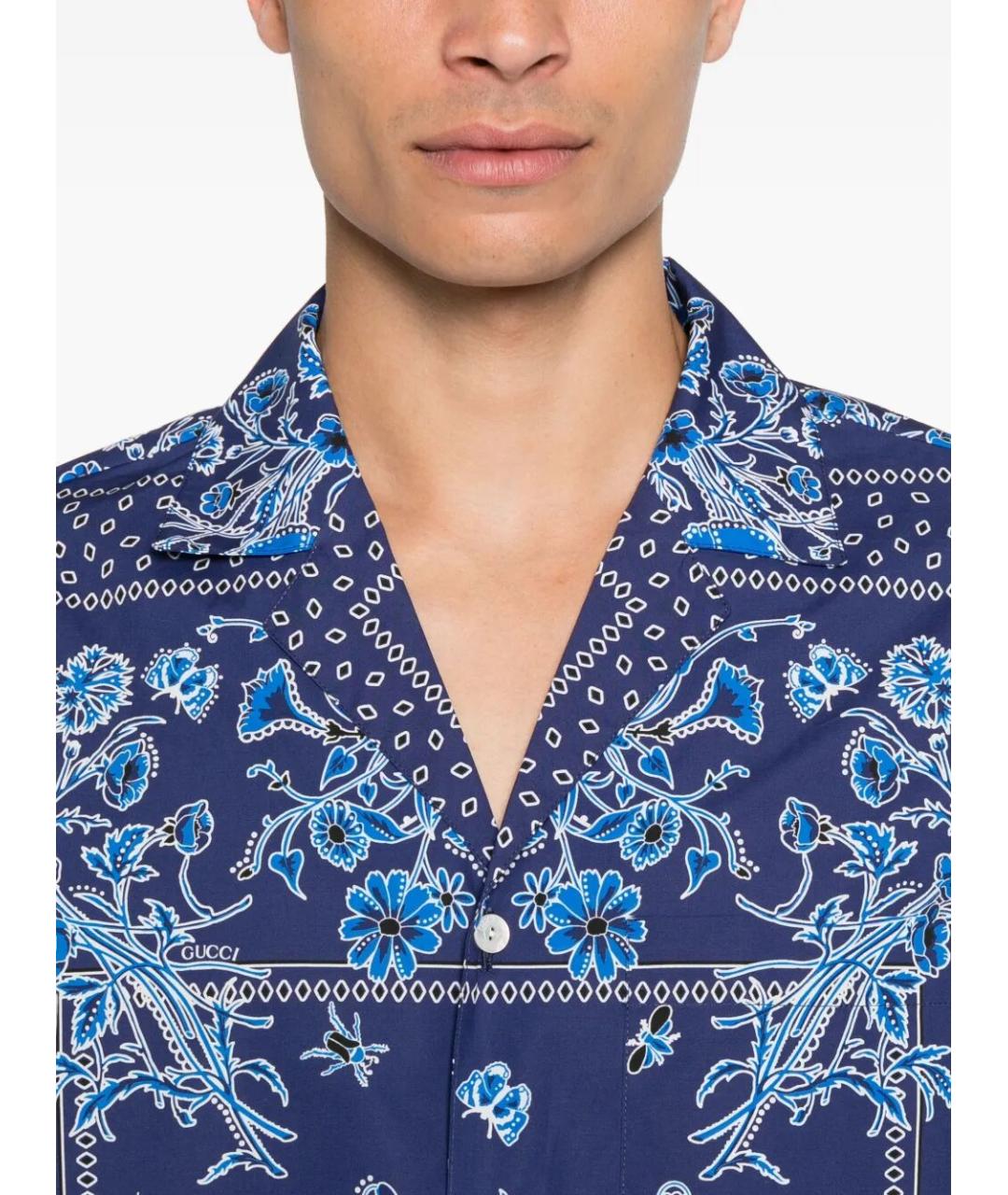 GUCCI Синяя хлопковая кэжуал рубашка, фото 5