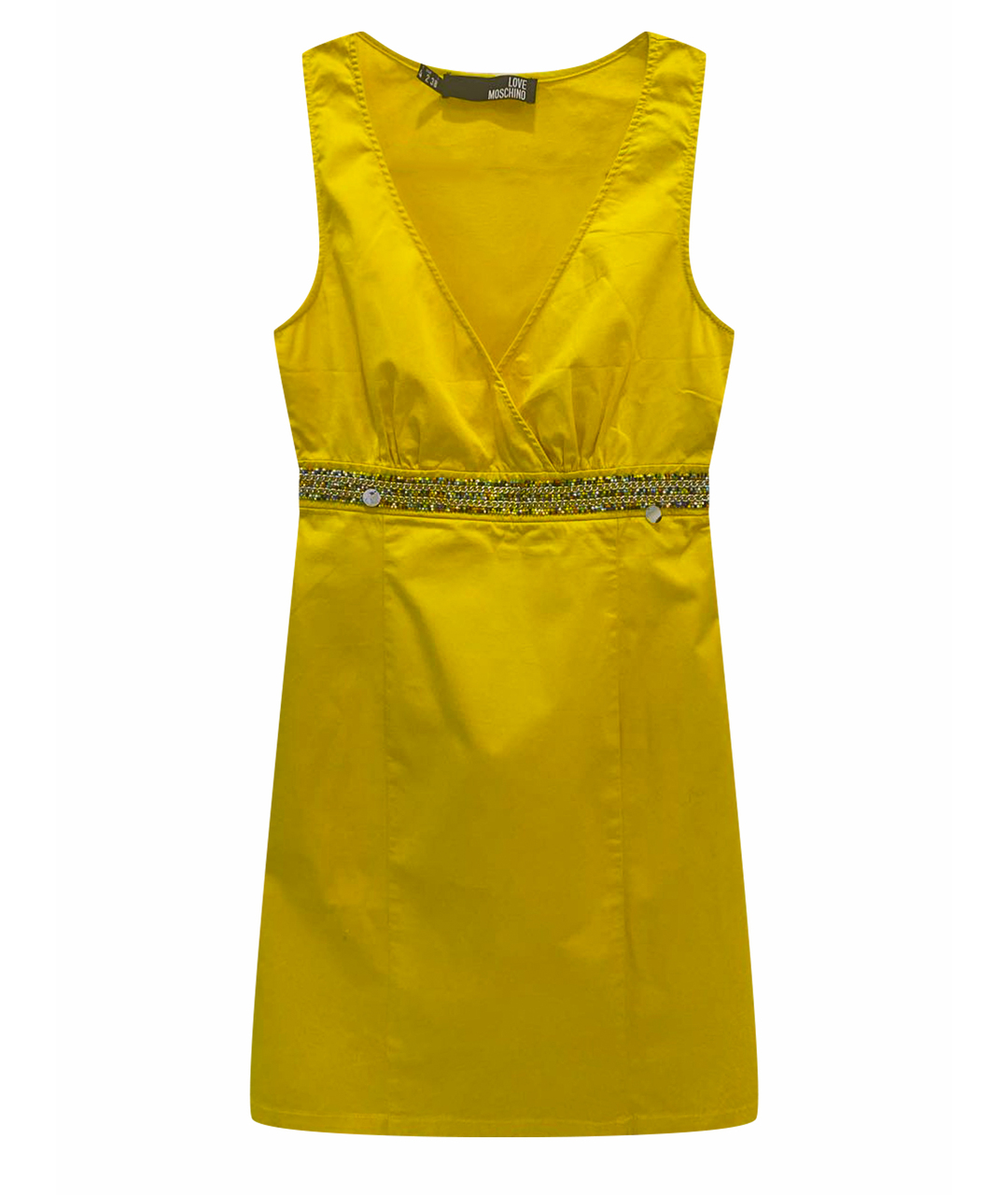 LOVE MOSCHINO Желтое хлопковое коктейльное платье, фото 1