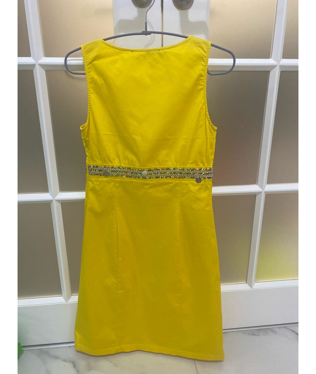 LOVE MOSCHINO Желтое хлопковое коктейльное платье, фото 2