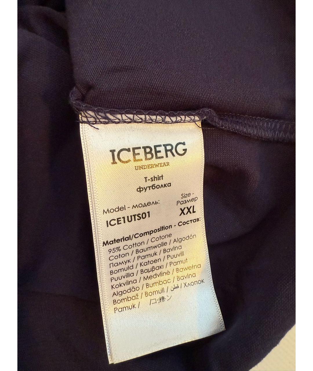 ICEBERG Темно-синяя хлопко-эластановая футболка, фото 4