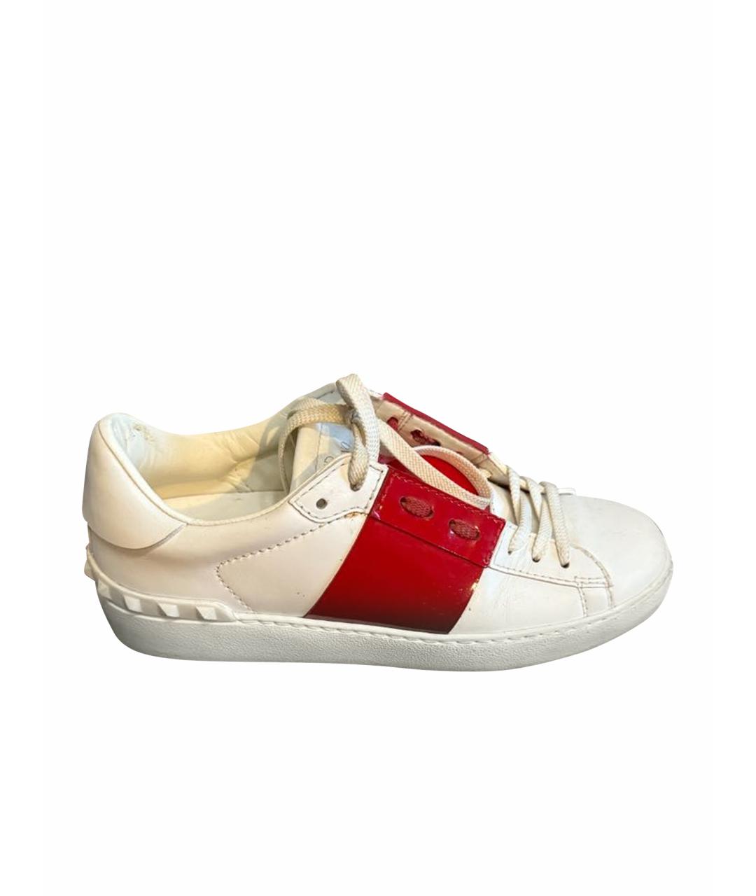 VALENTINO Бордовые кожаные кеды, фото 1