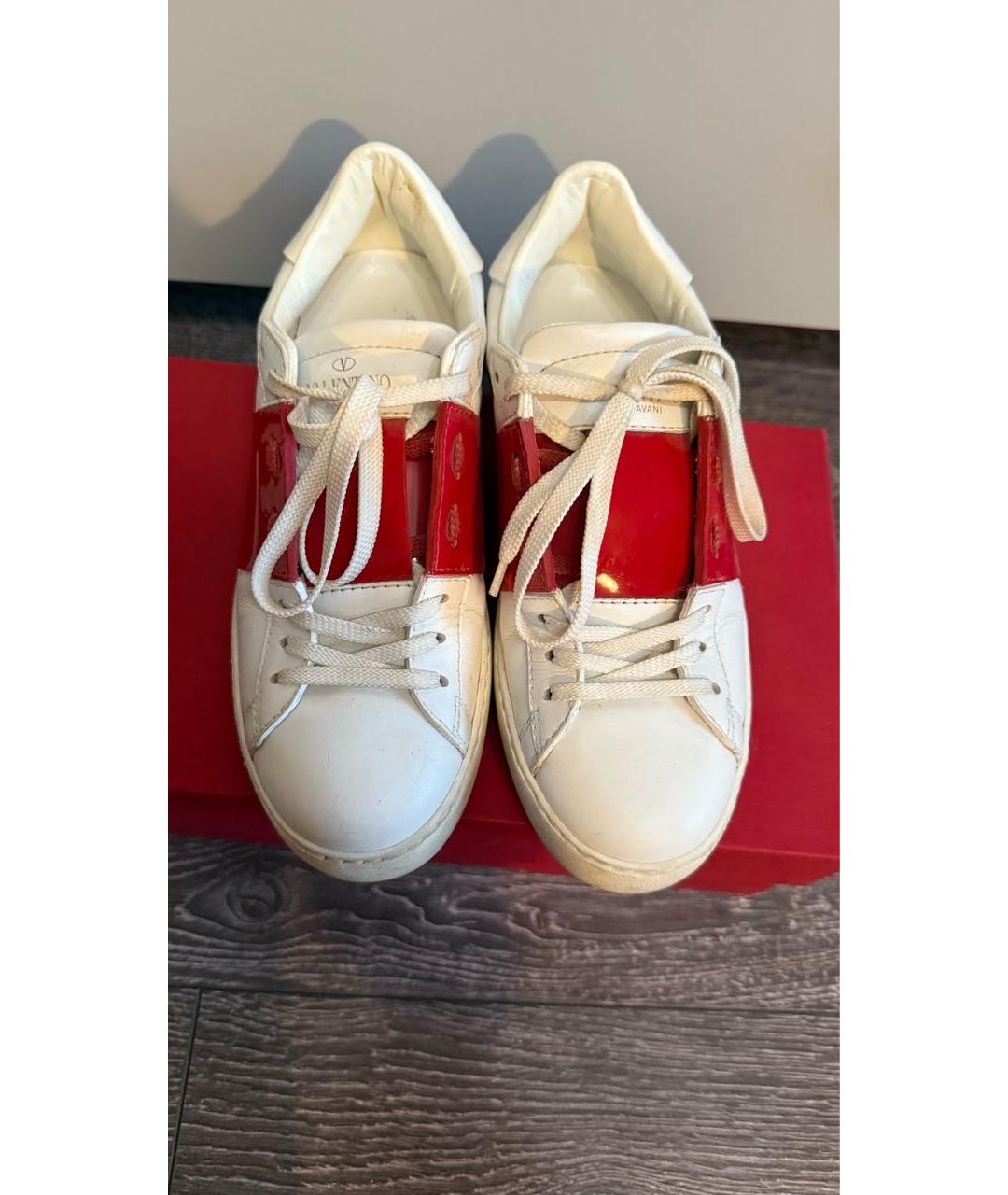VALENTINO Бордовые кожаные кеды, фото 2
