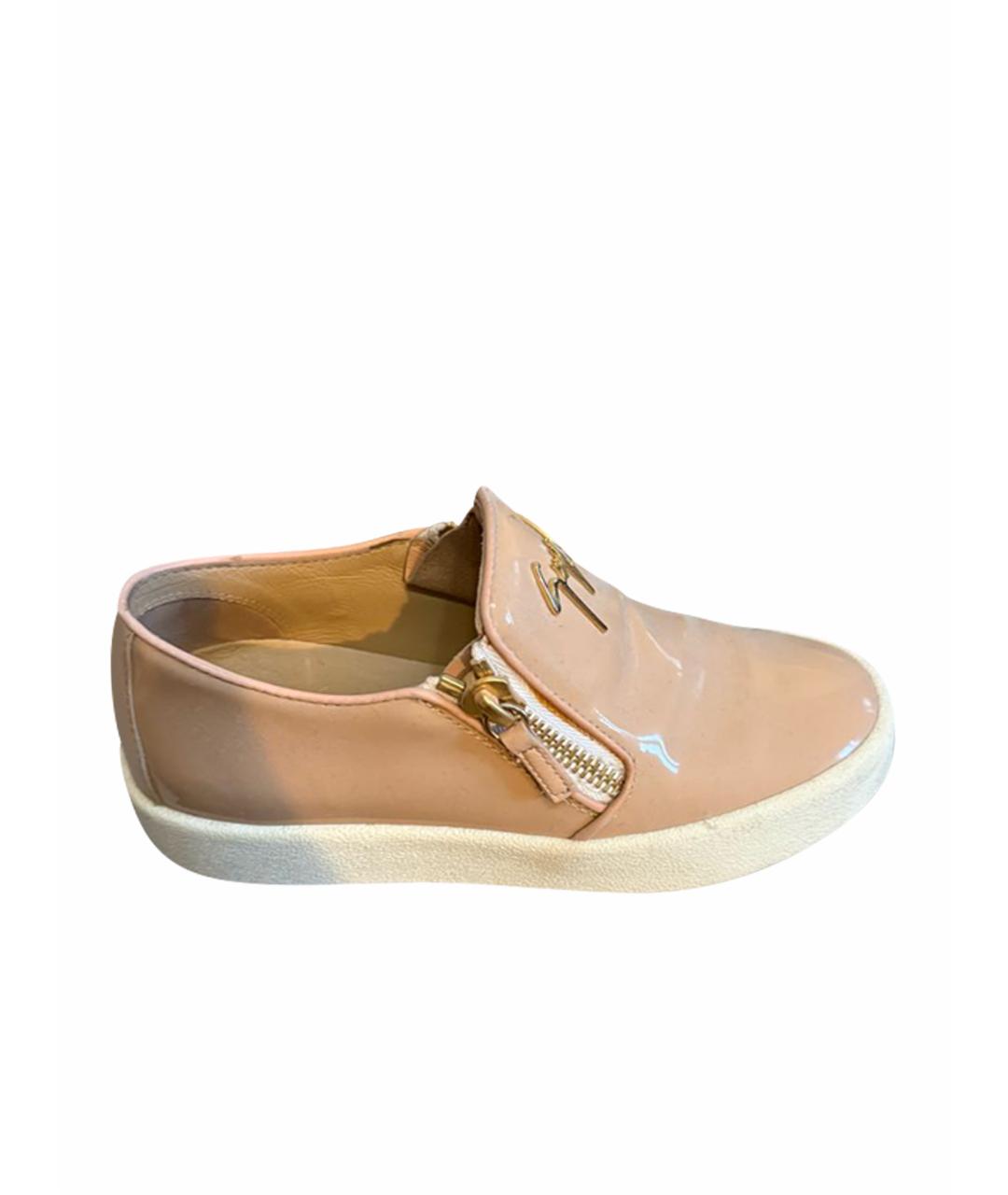 GIUSEPPE ZANOTTI DESIGN Бежевые слипоны из лакированной кожи, фото 7