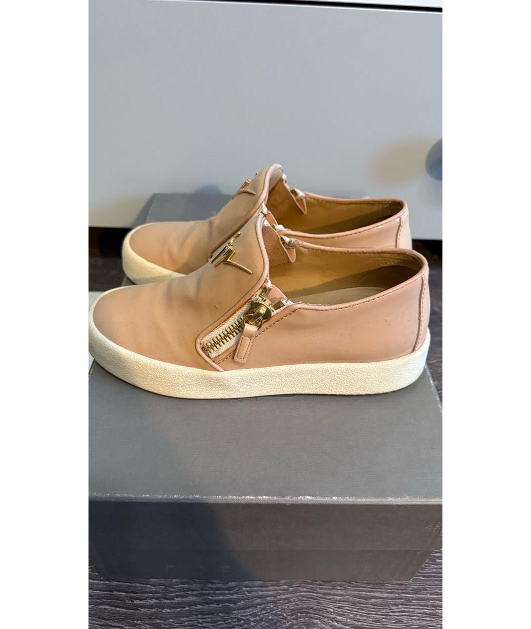 GIUSEPPE ZANOTTI DESIGN Бежевые слипоны из лакированной кожи, фото 6