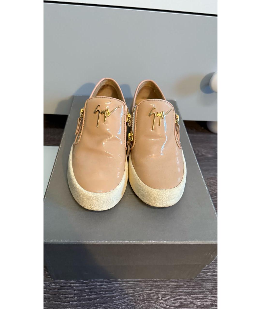 GIUSEPPE ZANOTTI DESIGN Бежевые слипоны из лакированной кожи, фото 2