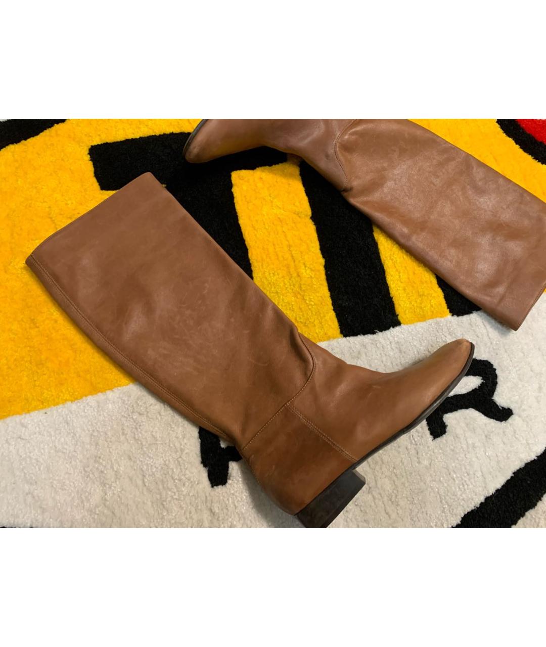 MAX MARA Коричневые кожаные сапоги, фото 3
