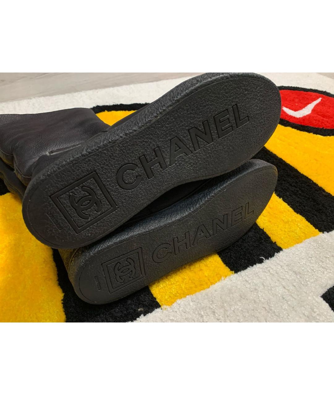CHANEL Черные кожаные сапоги, фото 8