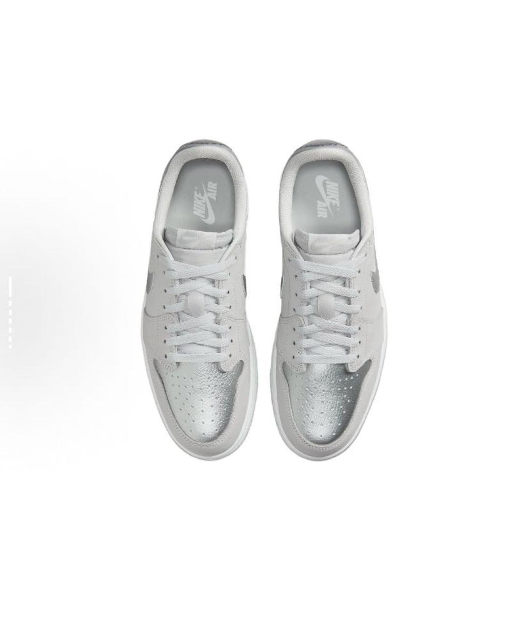 JORDAN Серебряные кожаные кроссовки, фото 4