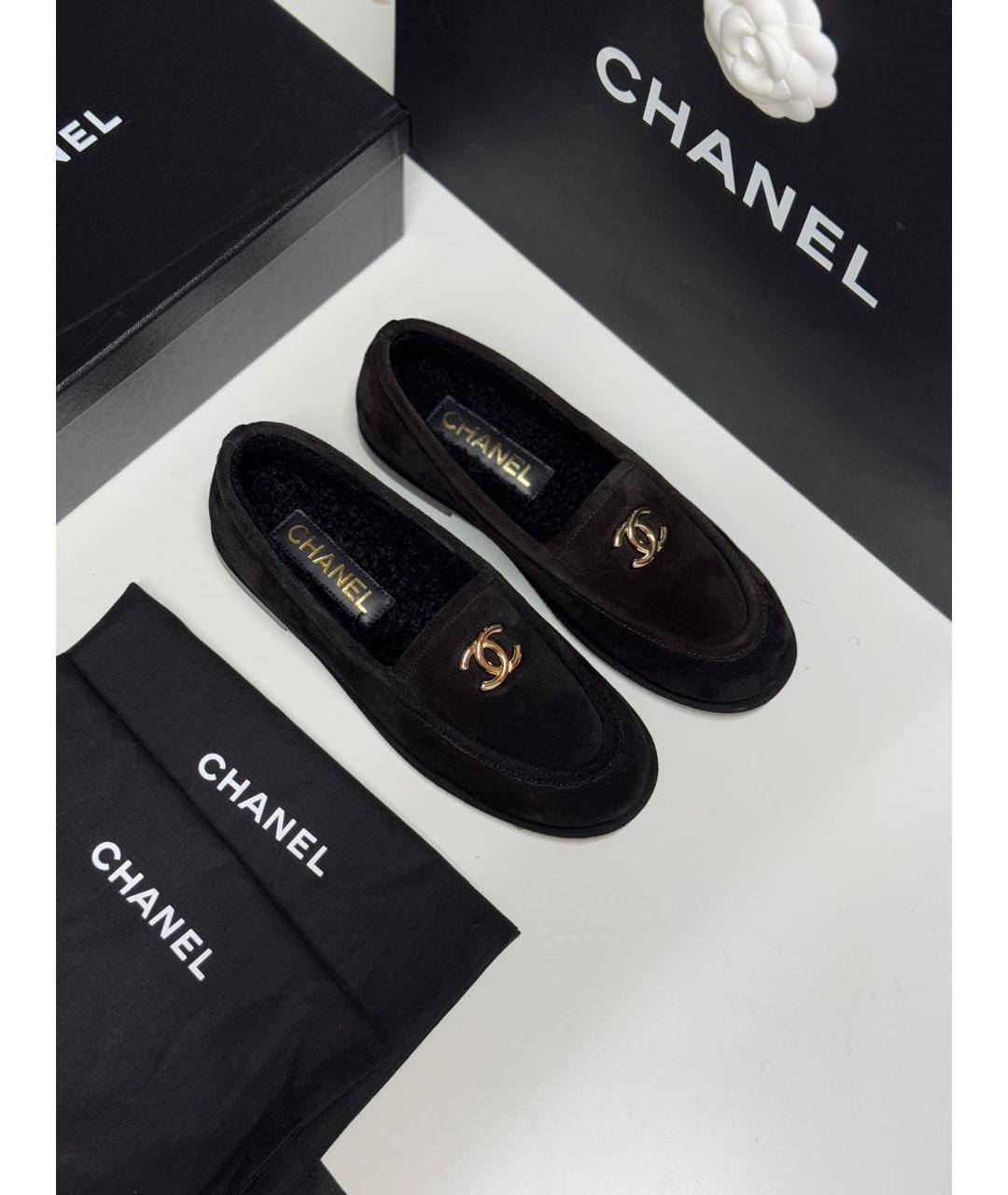 CHANEL Черные замшевые мокасины, фото 3