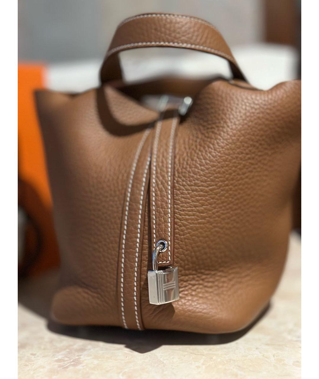 HERMES Коричневая кожаная сумка тоут, фото 2