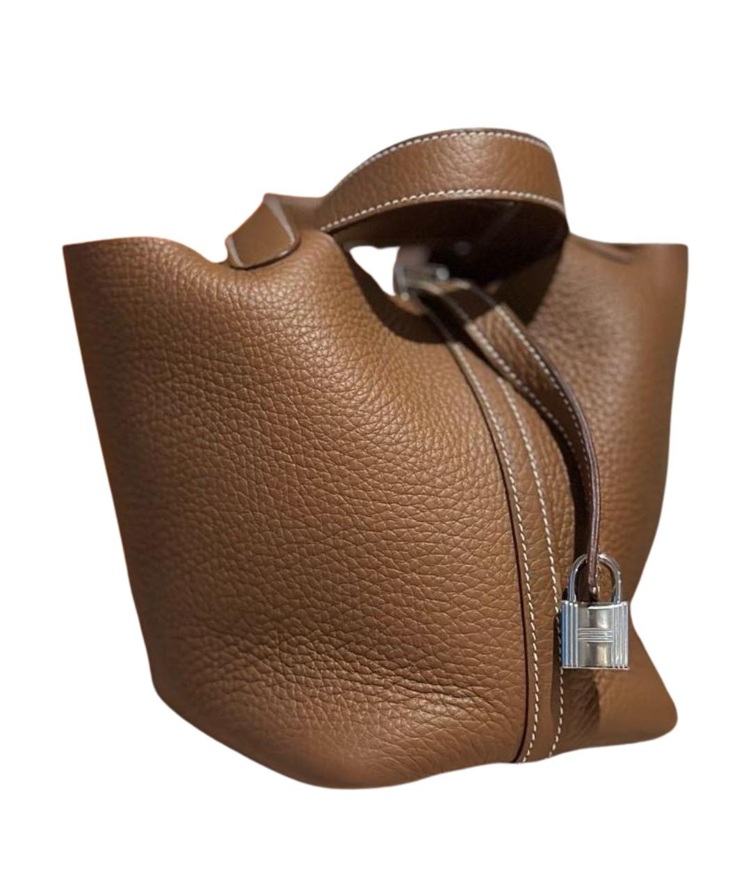 HERMES Коричневая кожаная сумка тоут, фото 1