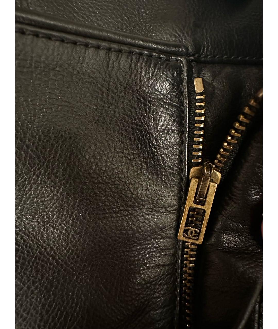 CHANEL Черная кожаная юбка мини, фото 7