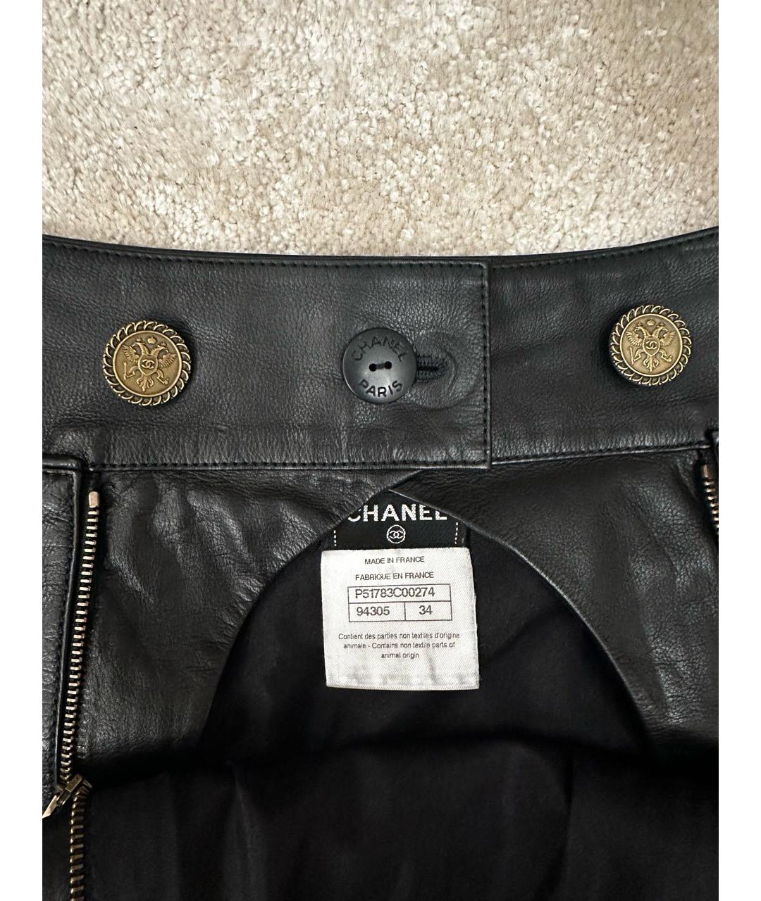 CHANEL Черная кожаная юбка мини, фото 6