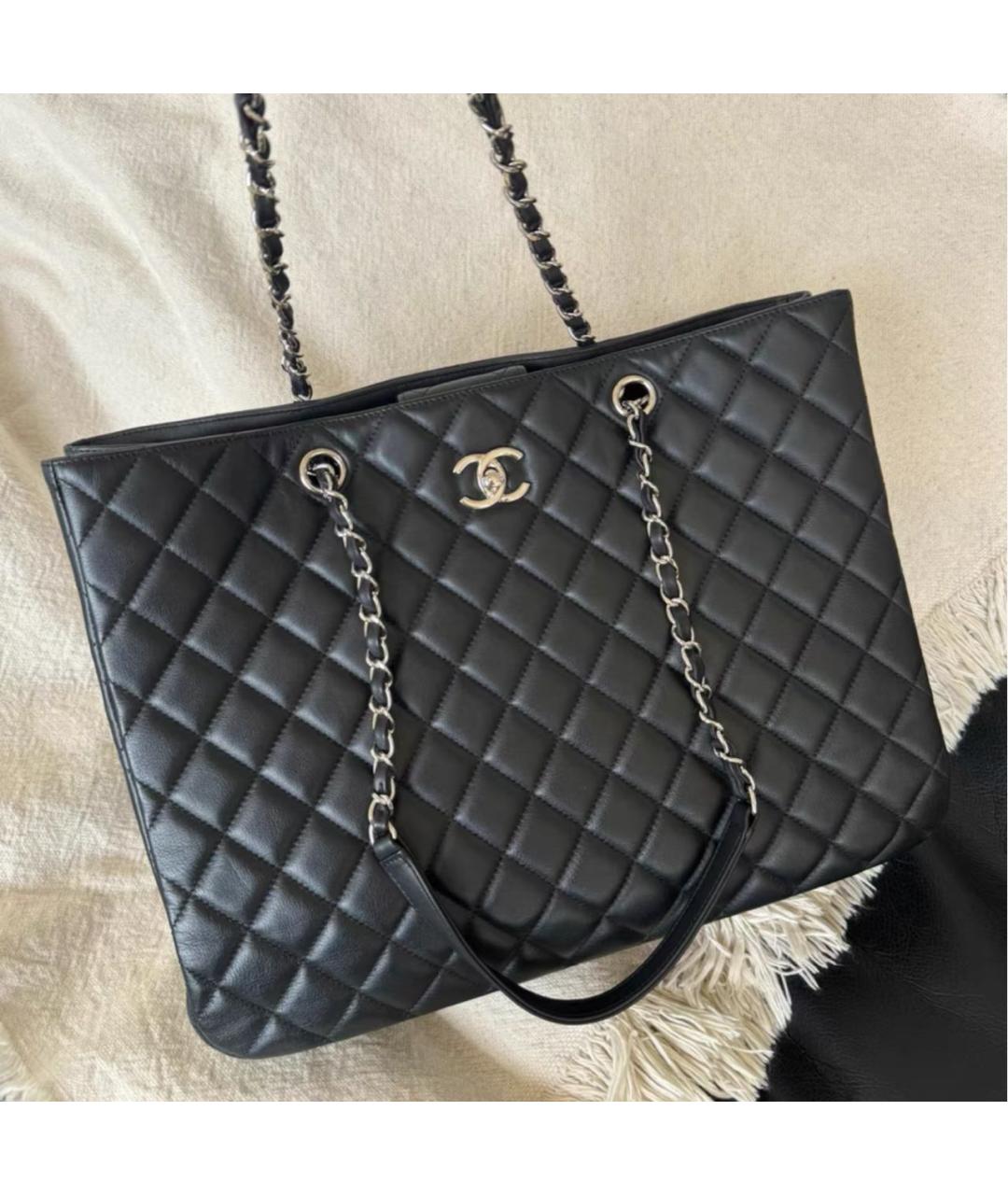 CHANEL Черная кожаная сумка тоут, фото 3