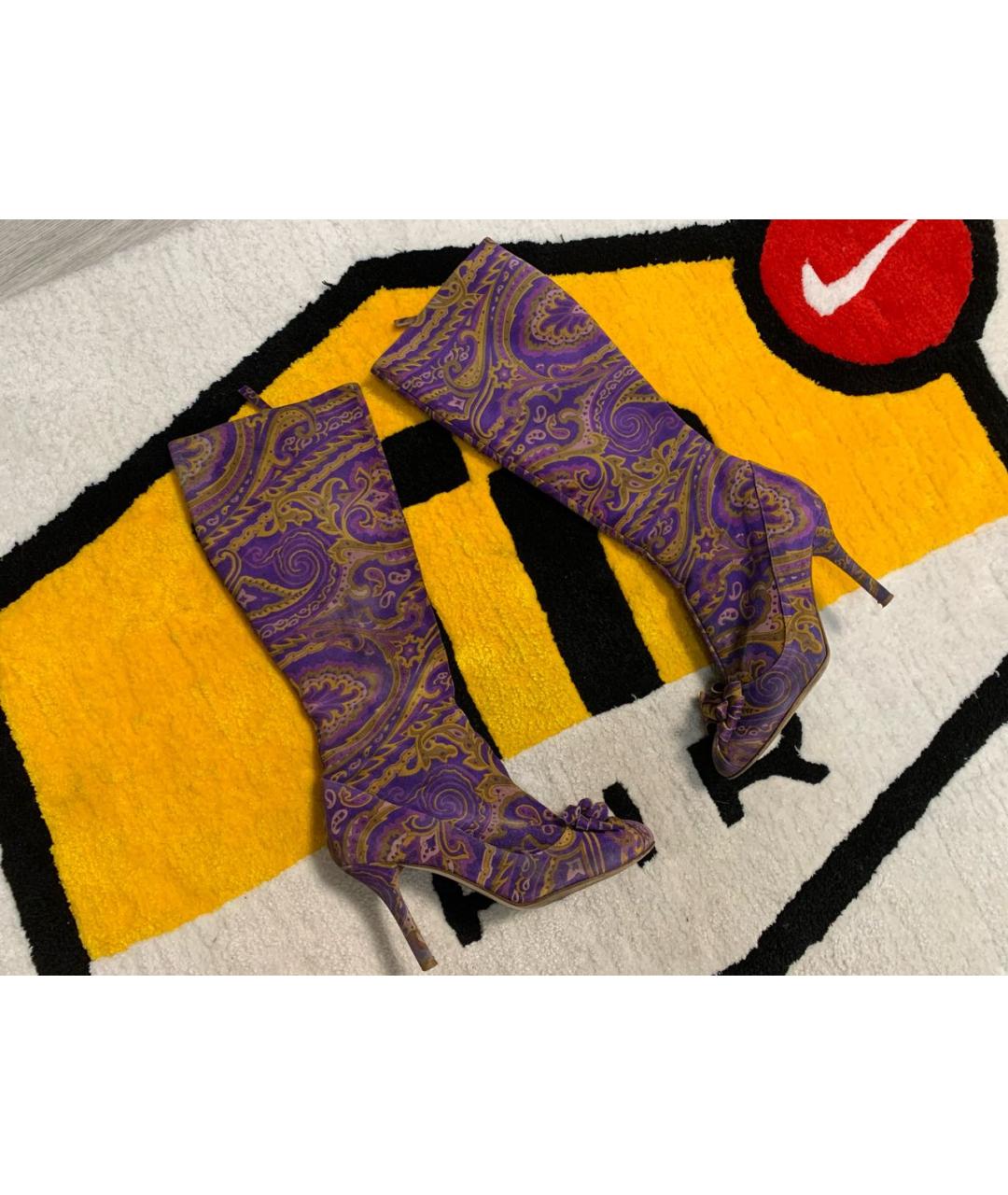 ETRO Фиолетовые замшевые сапоги, фото 6