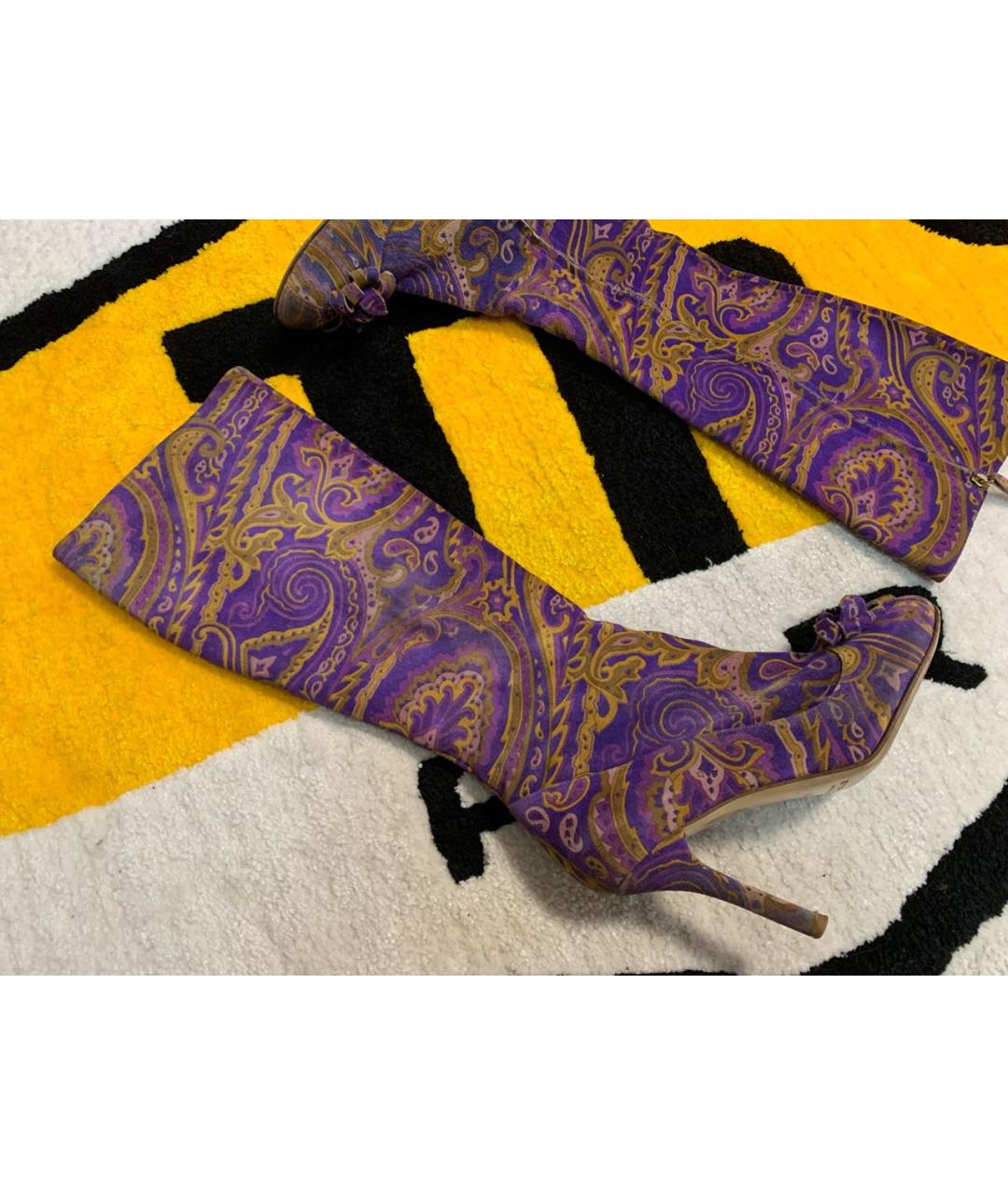 ETRO Фиолетовые замшевые сапоги, фото 5