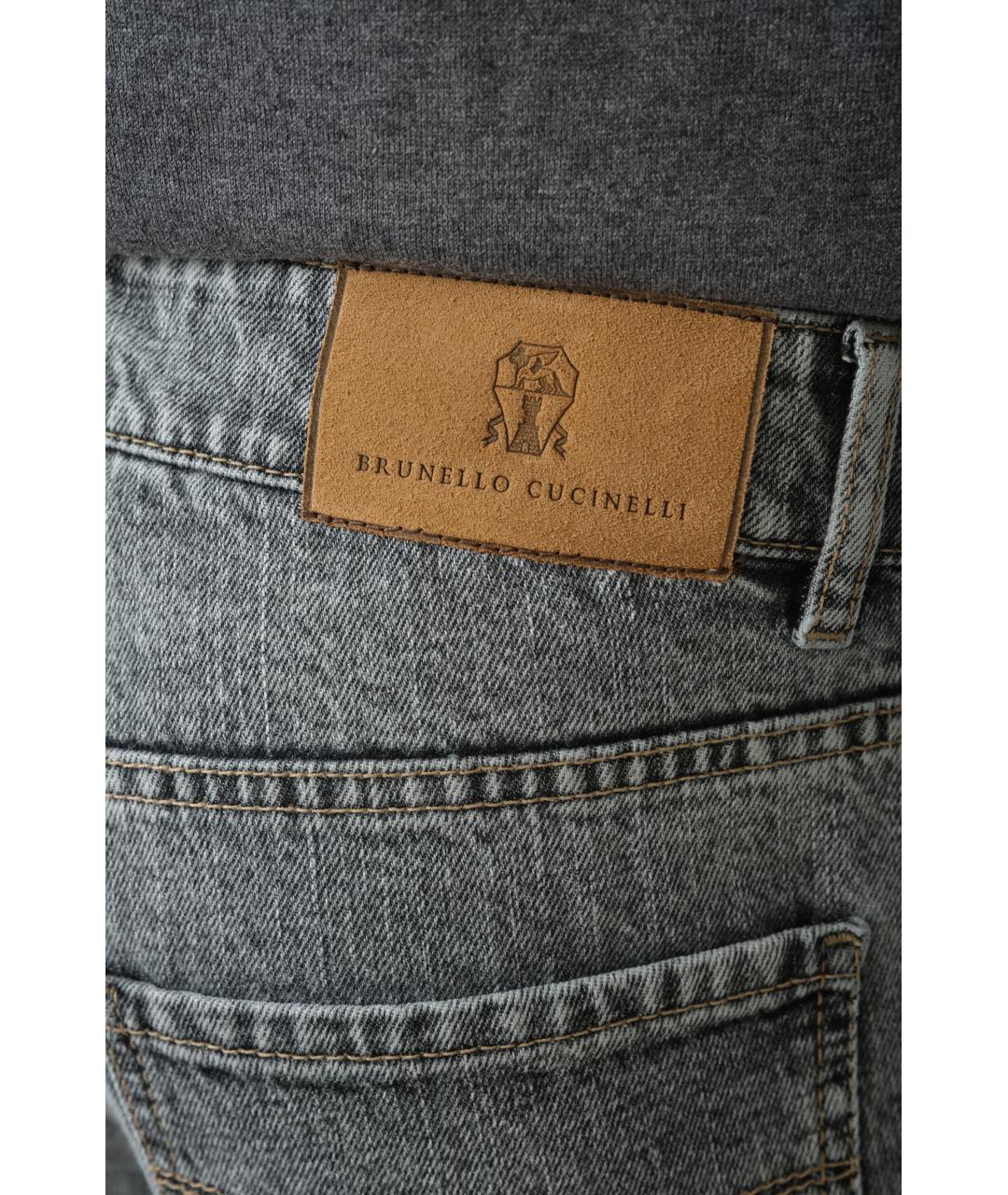 BRUNELLO CUCINELLI Серые хлопковые прямые джинсы, фото 5