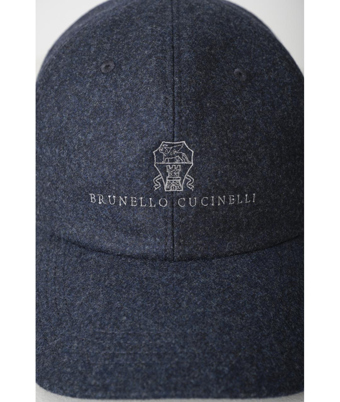 BRUNELLO CUCINELLI Темно-синяя шерстяная кепка/бейсболка, фото 3