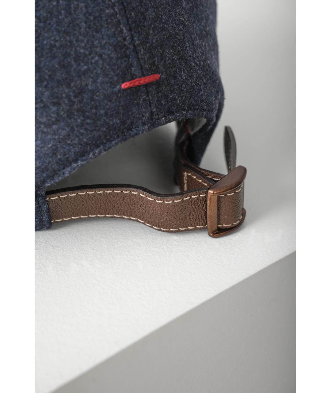 BRUNELLO CUCINELLI Темно-синяя шерстяная кепка/бейсболка, фото 5