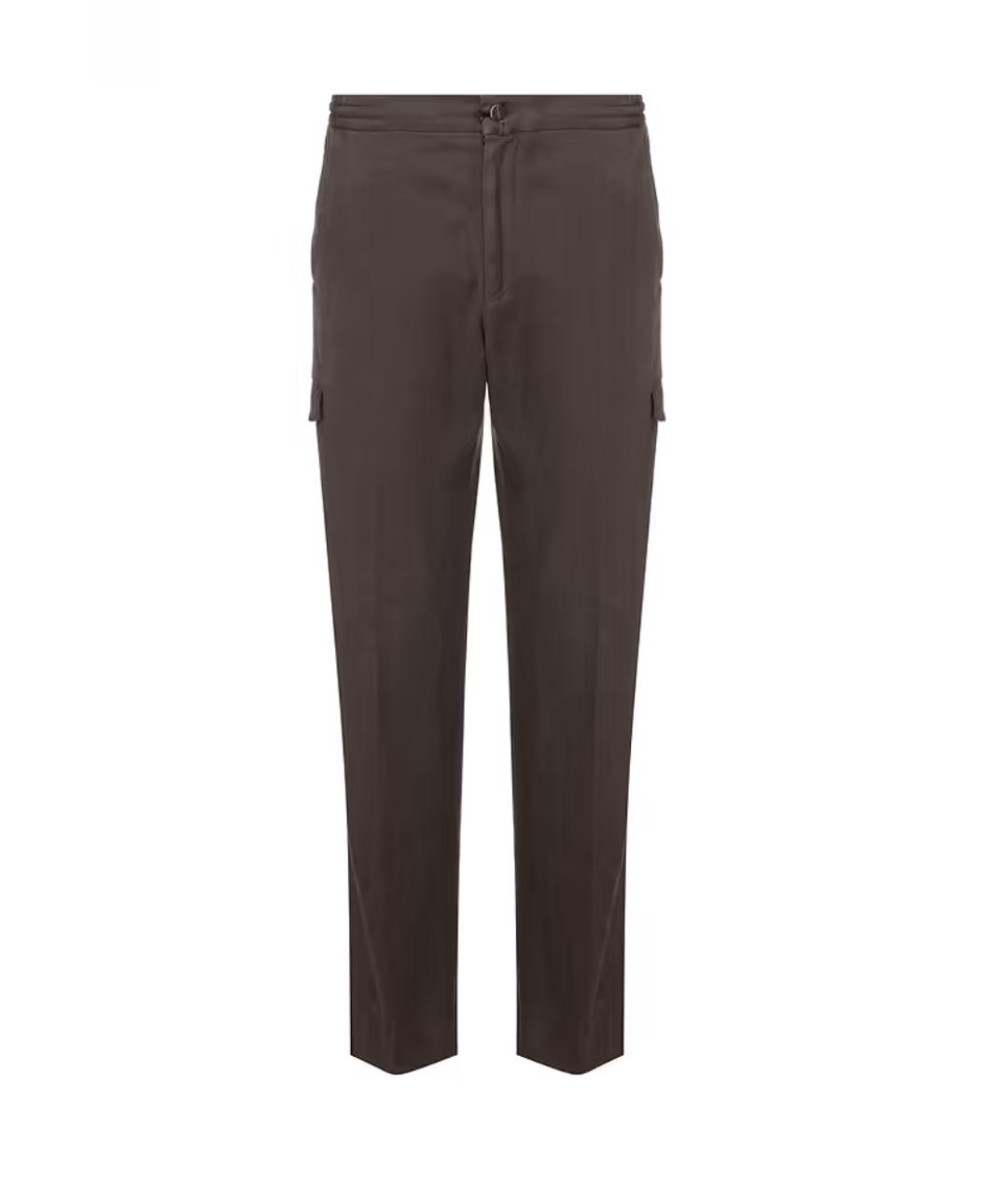 KITON Коричневые шерстяные классические брюки, фото 1