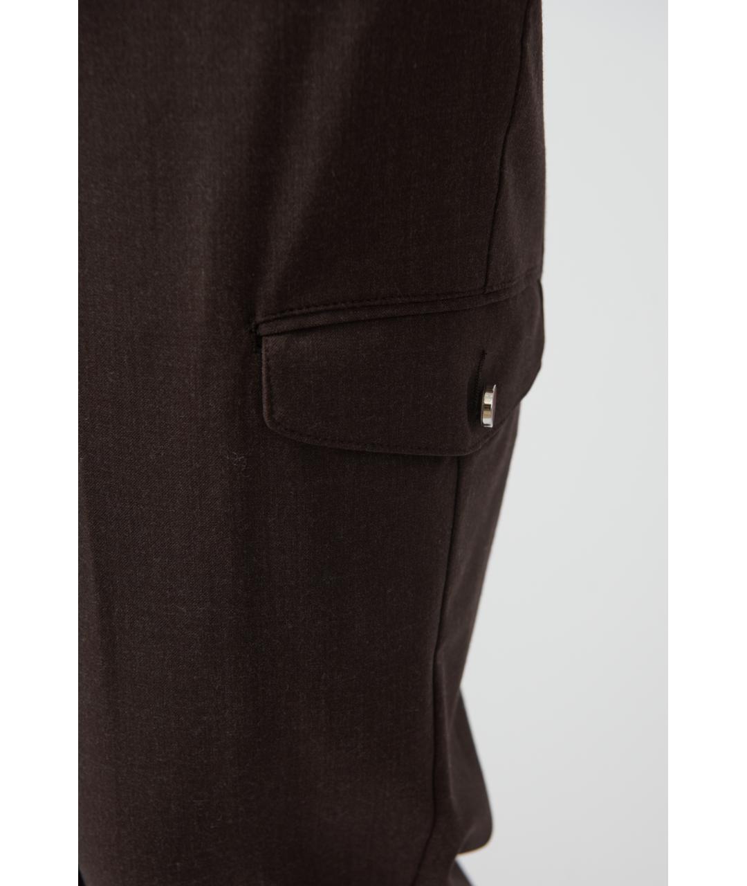 KITON Коричневые шерстяные классические брюки, фото 4