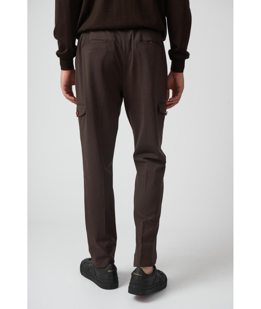 KITON Коричневые шерстяные классические брюки, фото 6