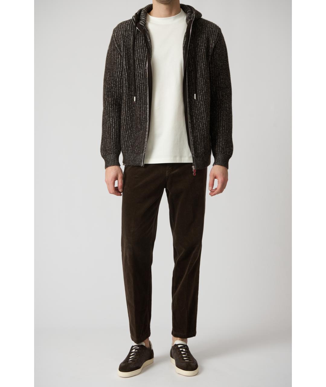 KITON Коричневые хлопковые классические брюки, фото 4