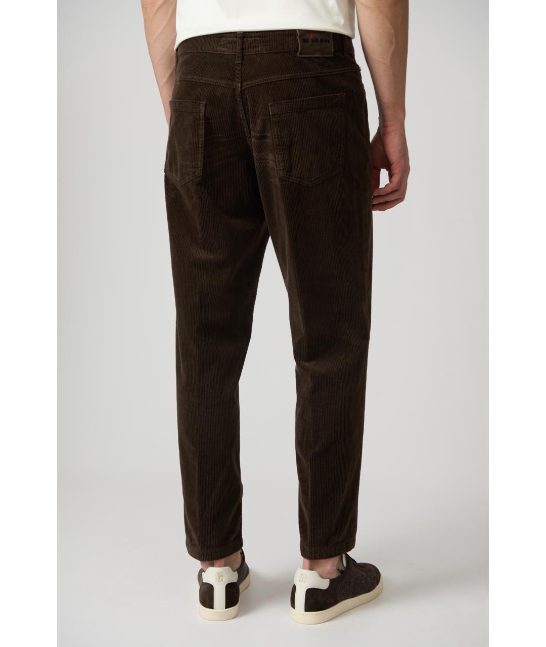 KITON Коричневые хлопковые классические брюки, фото 3