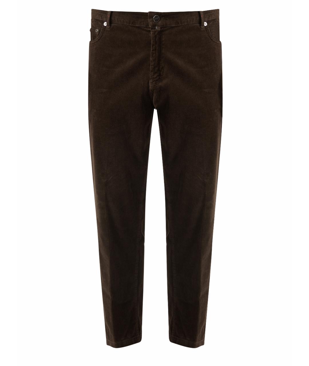 KITON Коричневые хлопковые классические брюки, фото 1
