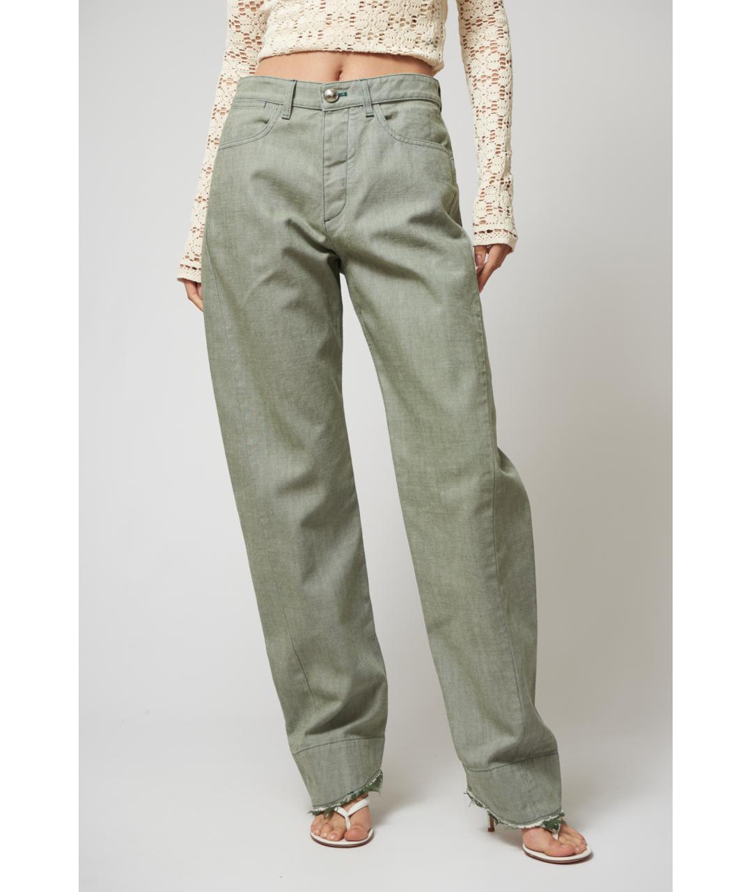 JIL SANDER Зеленые хлопковые прямые джинсы, фото 3