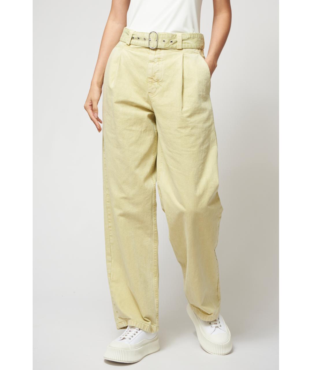 JIL SANDER Желтые хлопковые прямые джинсы, фото 3