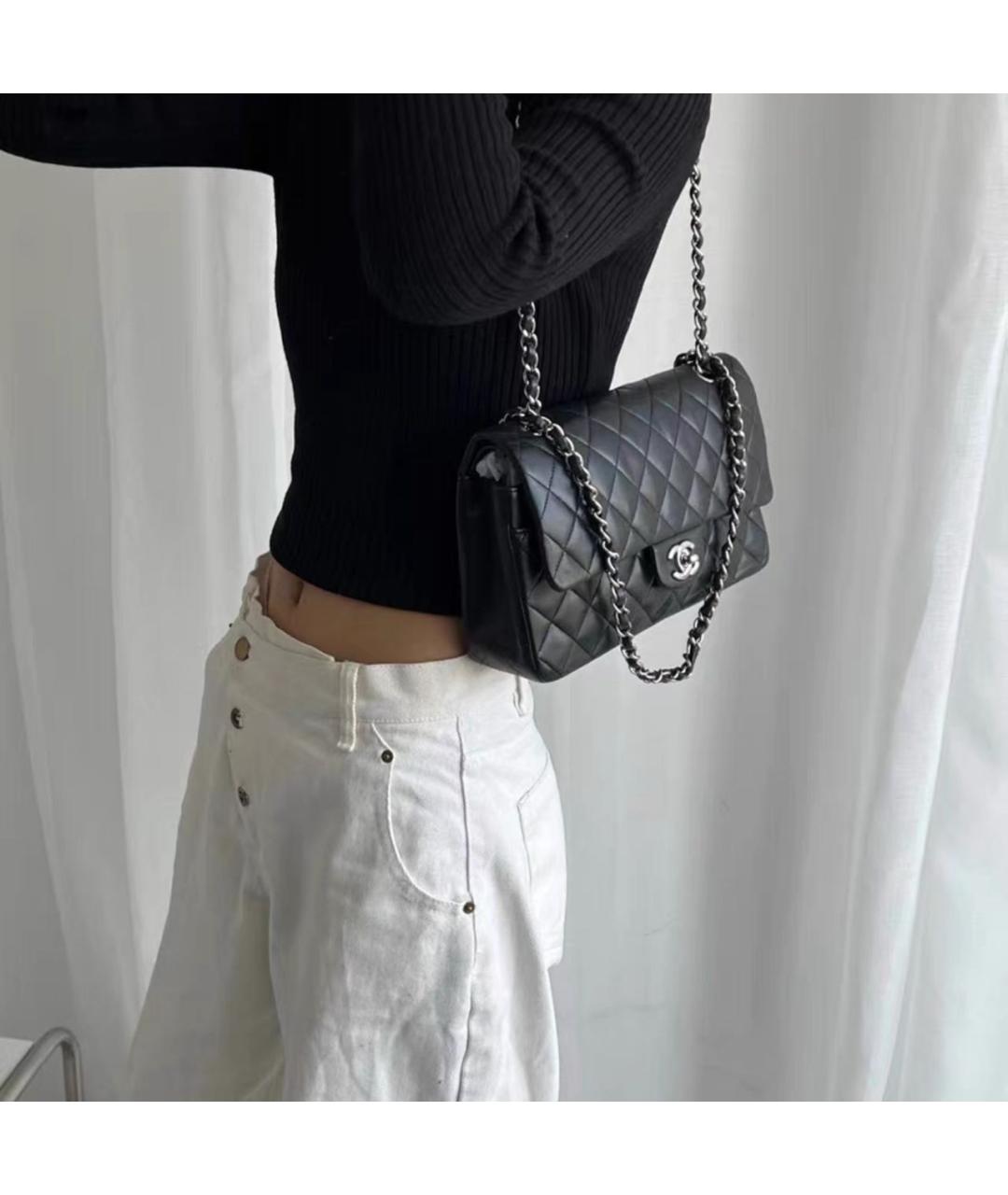 CHANEL Черная кожаная сумка тоут, фото 7